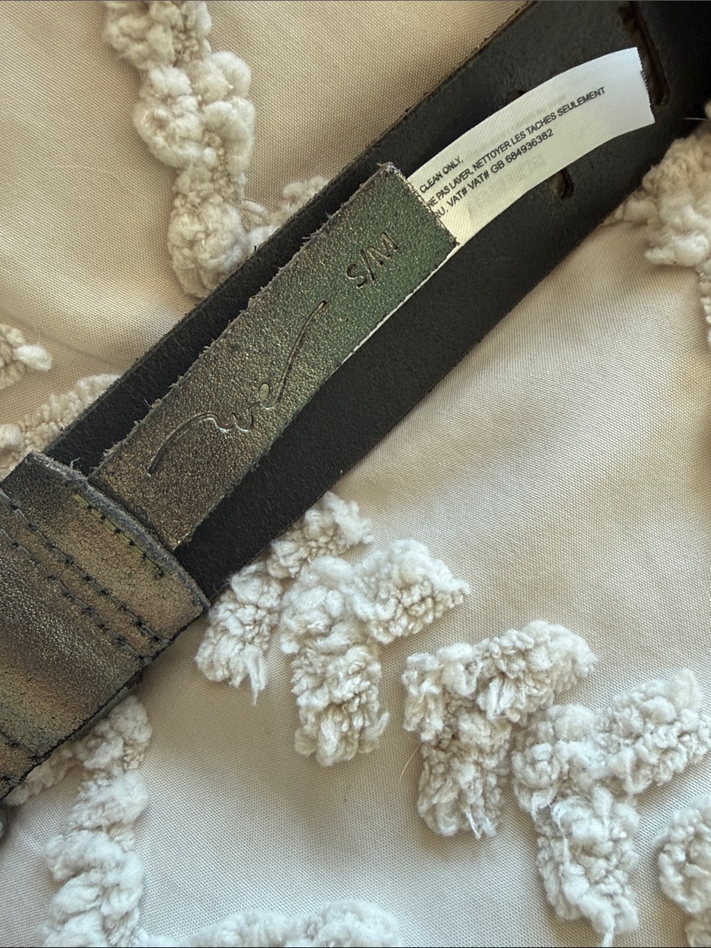 Free people Metallic Silver Leather Belt with Rectangular Buckle - Picture 3 of 6